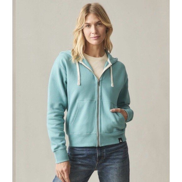 American Giant Hoodie Womens M Teal Midweight Full Zip USA Pockets Casual NEW - Picture 5 of 8